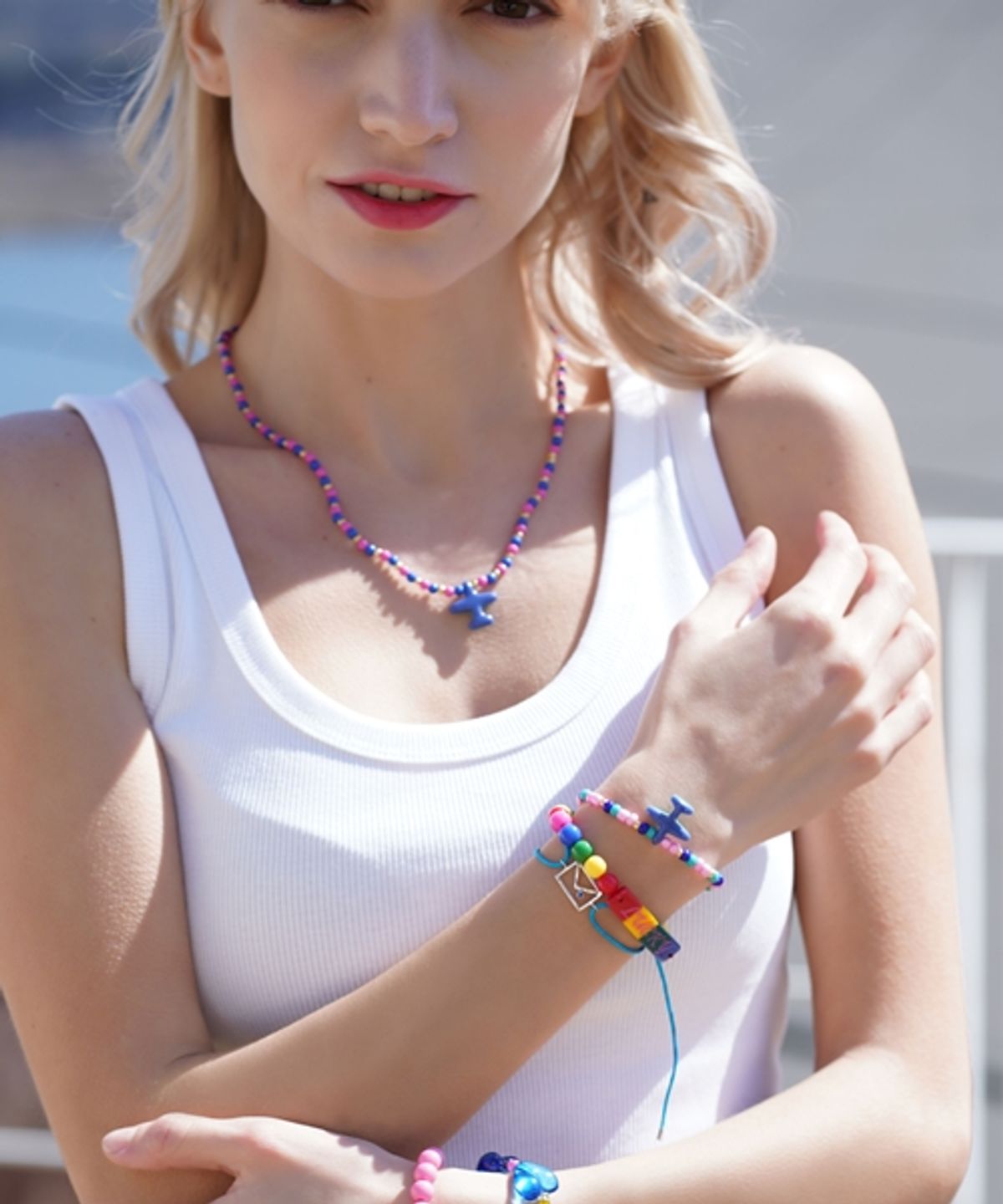 봉보(BONBEAU) Formica airplane beads Bracelet 호마이카 투톤컬러 비행기 비즈팔찌