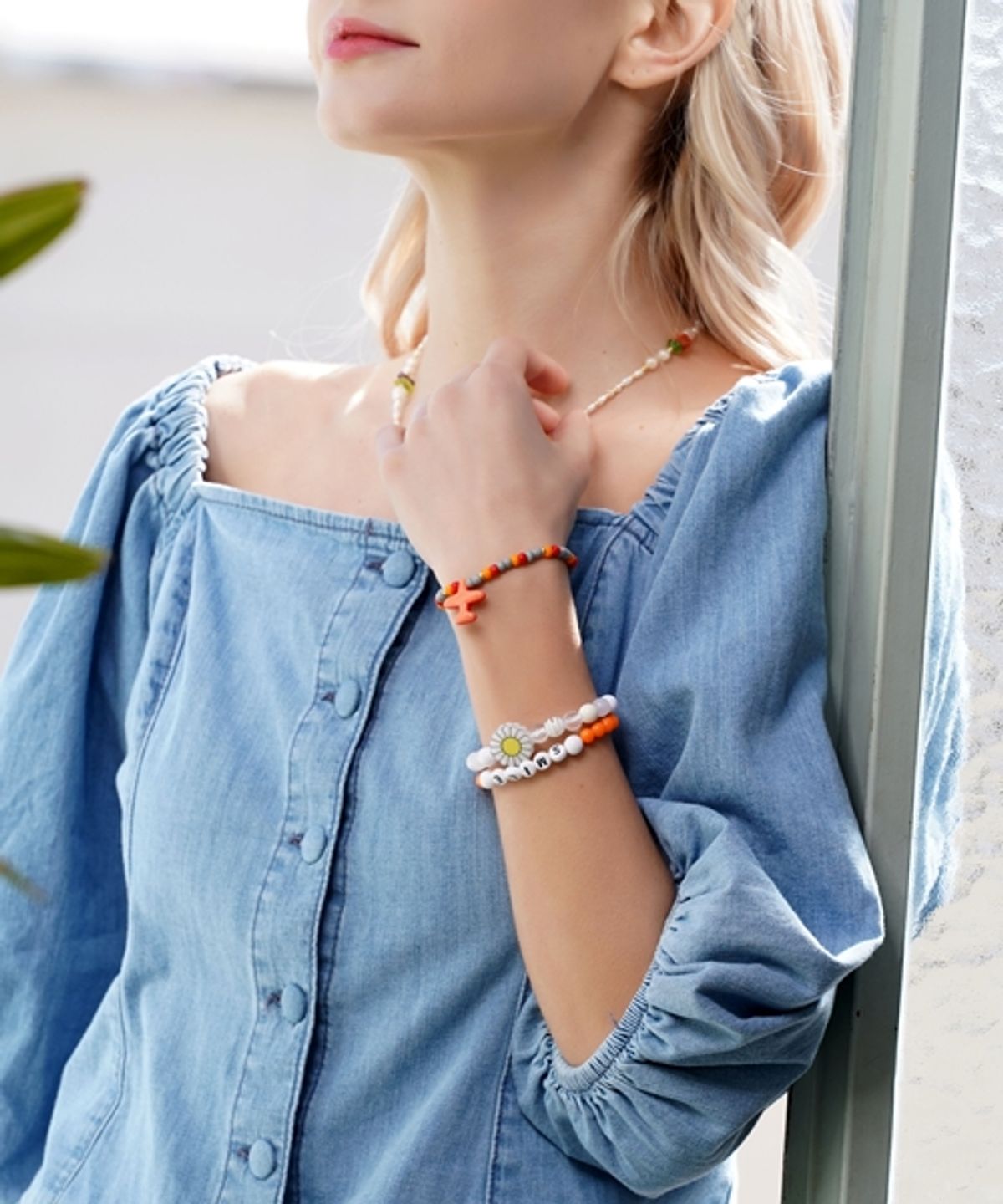 봉보(BONBEAU) Formica airplane beads Bracelet 호마이카 투톤컬러 비행기 비즈팔찌