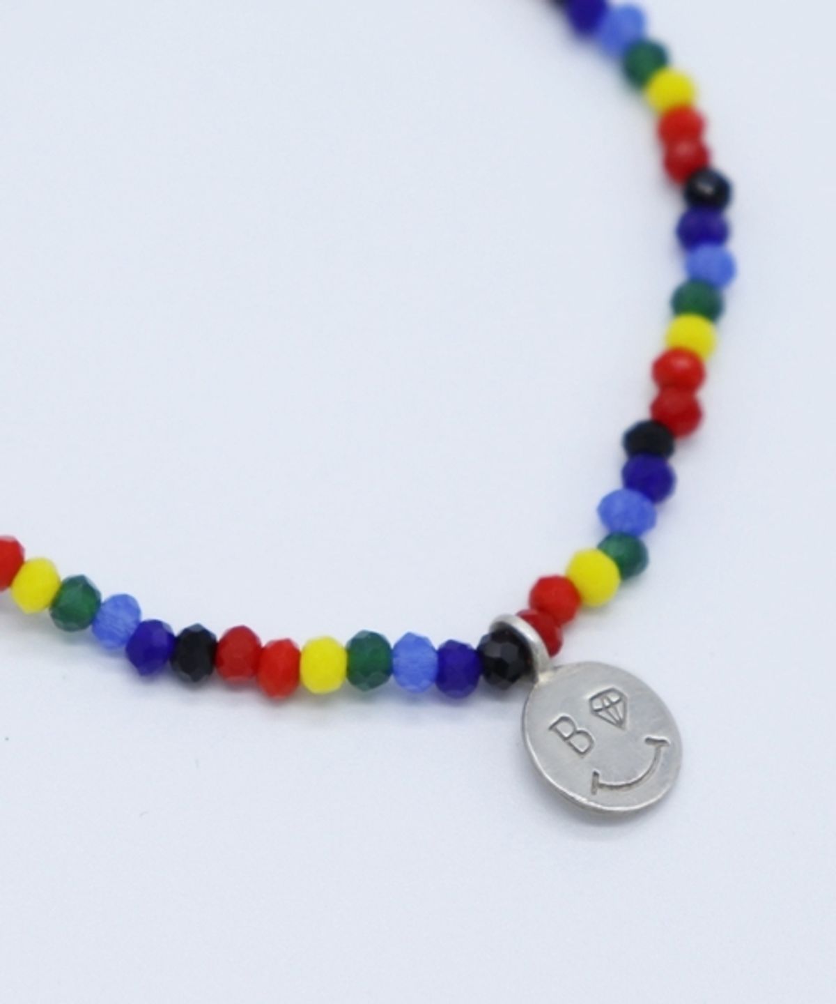 봉보(BONBEAU) Rainbow Crystal beads Bracelet 레인보우 실버 스마일 비즈팔찌