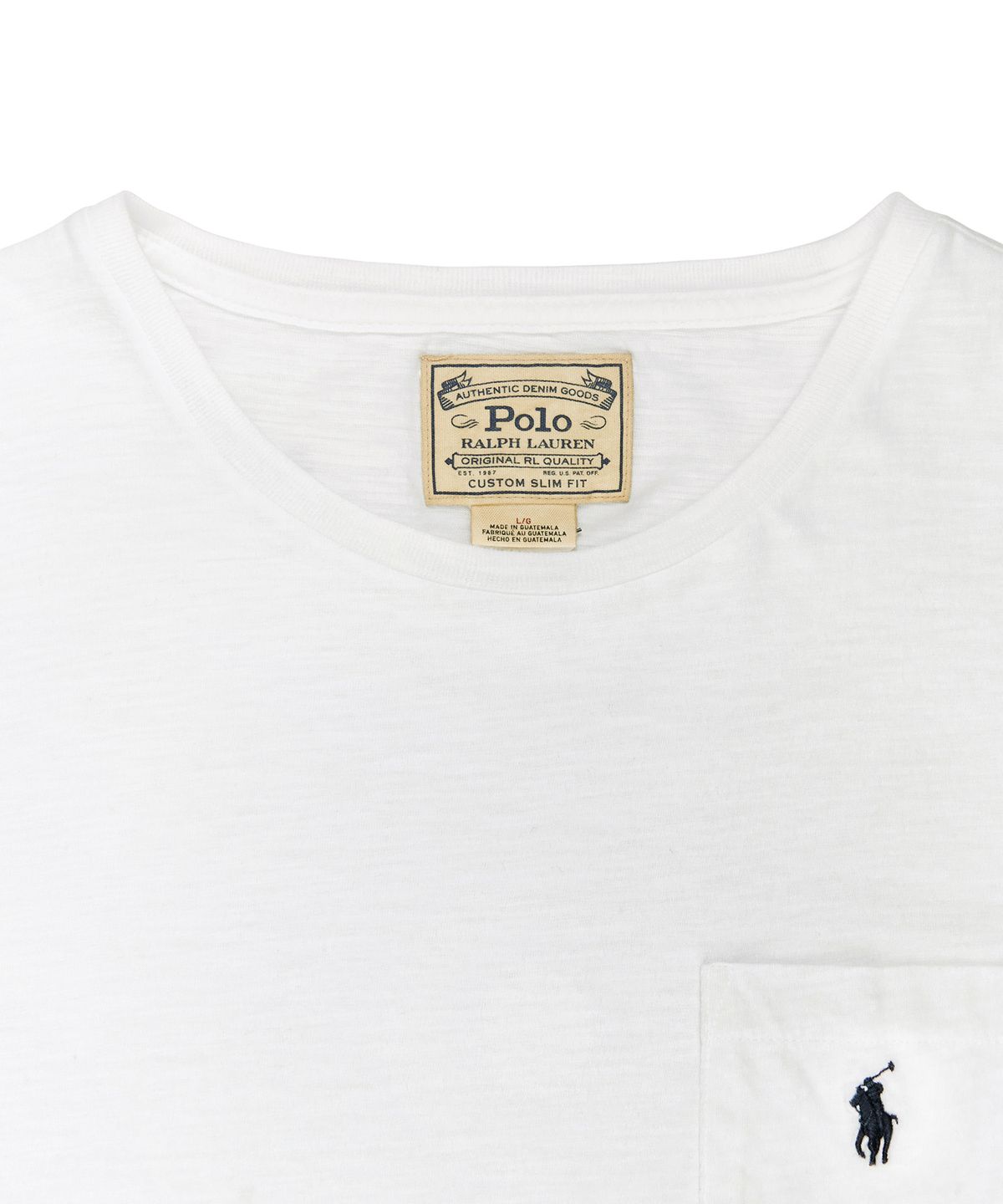 폴로 랄프 로렌(POLO RALPH LAUREN) 커스텀 슬림핏 포켓 티셔츠 - 화이트