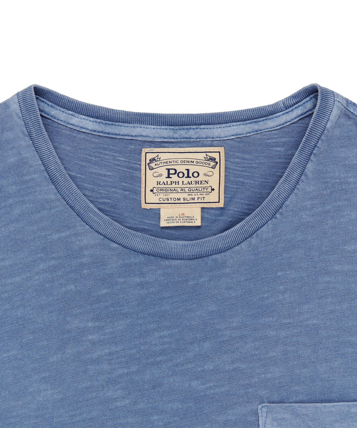 폴로 랄프 로렌(POLO RALPH LAUREN) 커스텀 슬림핏 포켓 티셔츠 - 블루