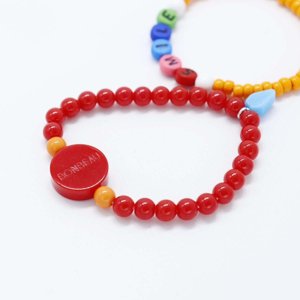 봉보(BONBEAU) Rainbow face smile colorball Bracelet set 레인보우 스마일 비즈팔찌 세트 (2종)