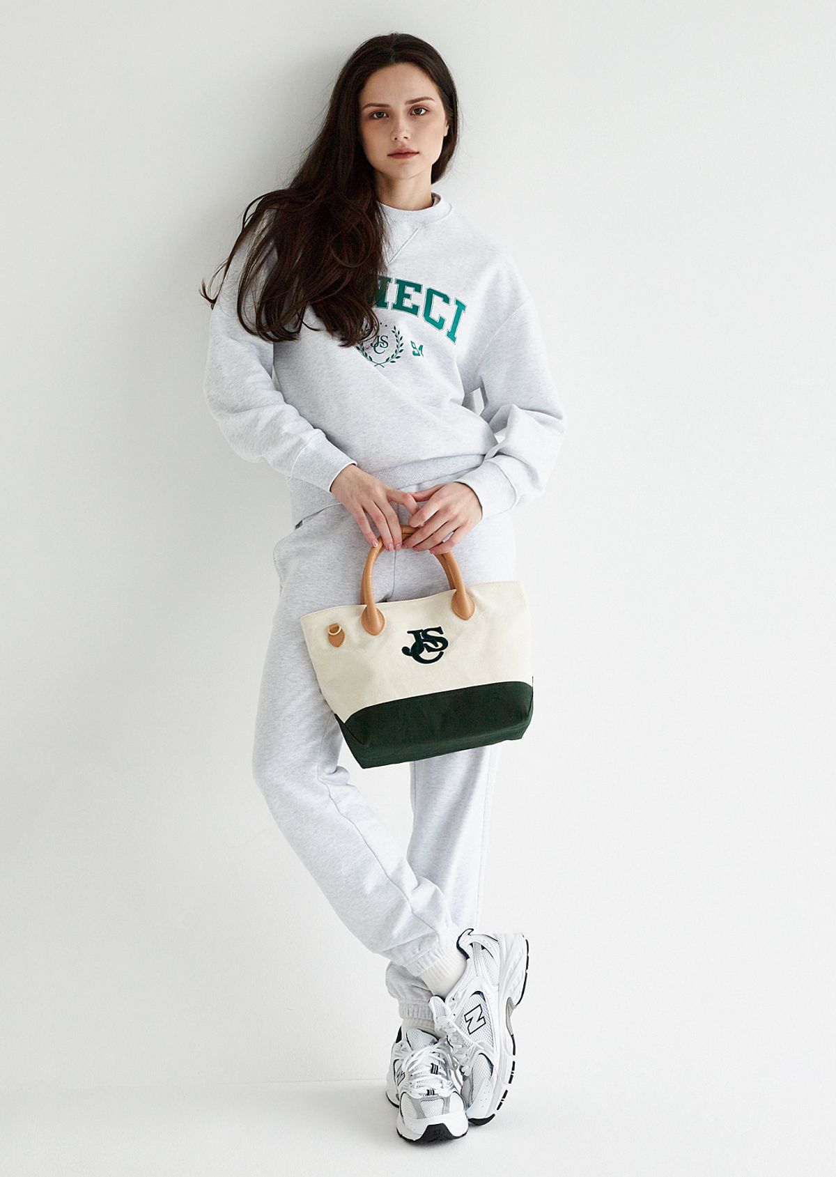 주네시 스포츠 클럽(JUNECI SPORTS CLUB) JSC 레더&캔버스 토트백 (Natural_Green)
