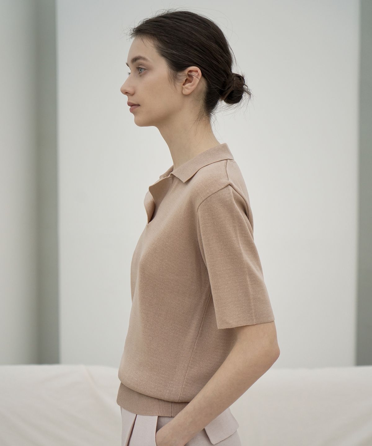 리이(RE RHEE) CUBAN COLLAR SHORT SLEEVED KNIT SHIRT BE