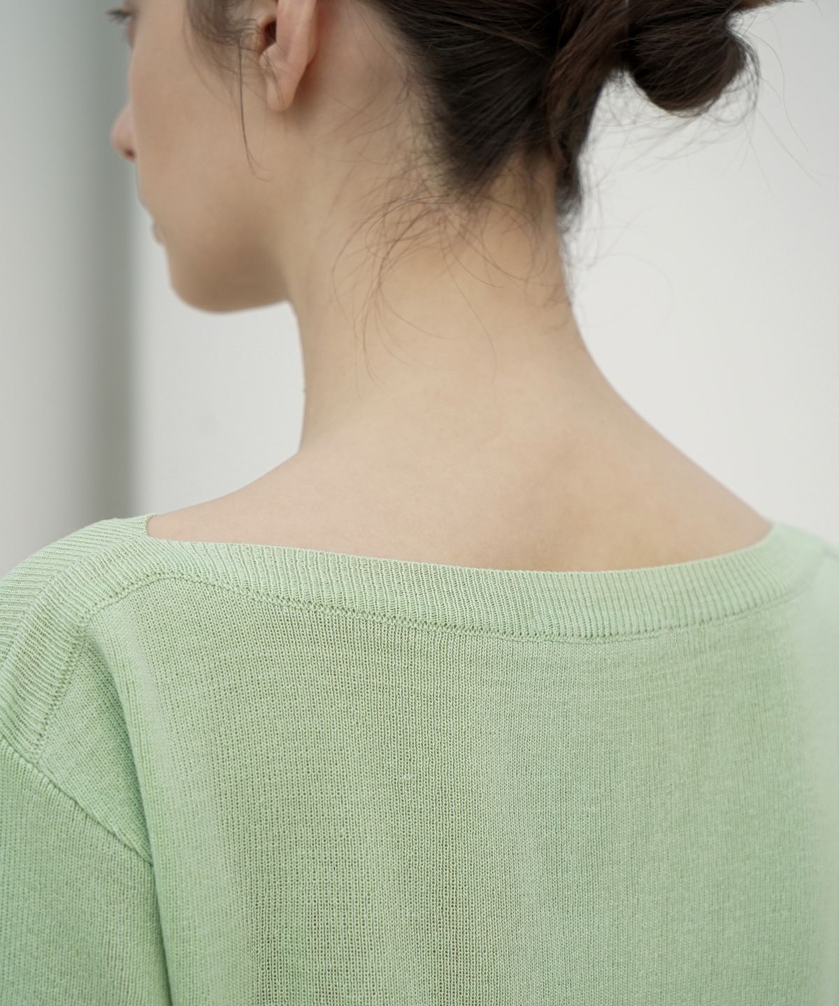 리이(RE RHEE) 2COLOR BOAT NECK SHORT SLEEVED KNIT TOP LG