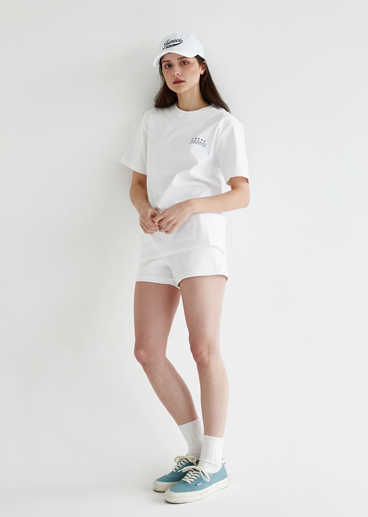 주네시 스포츠 클럽(JUNECI SPORTS CLUB) 애벗키니 코튼USA 티셔츠 남녀공용 (White)