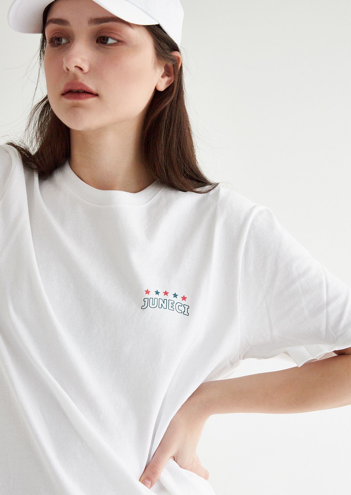 주네시 스포츠 클럽(JUNECI SPORTS CLUB) 애벗키니 코튼USA 티셔츠 남녀공용 (White)