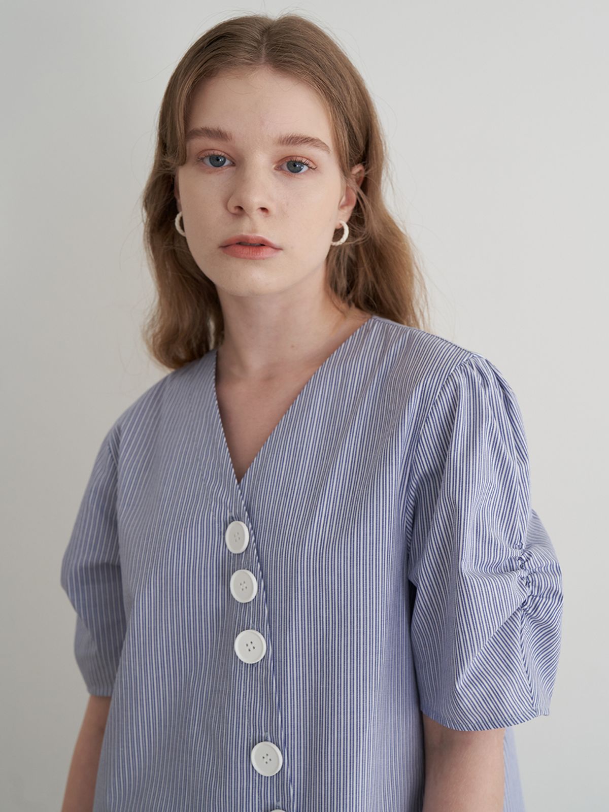 라비올렛트(LA VIOLETTE) Unbalanced Stripe Dress (Blue)