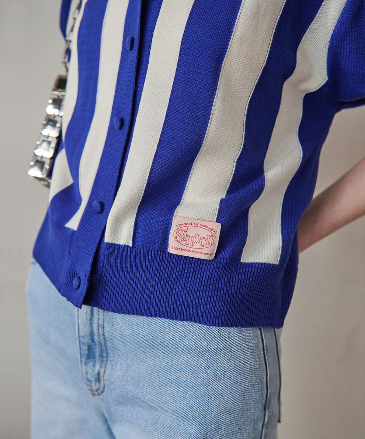 시눈(SINOON) STRIPE PUFF CARDIGAN