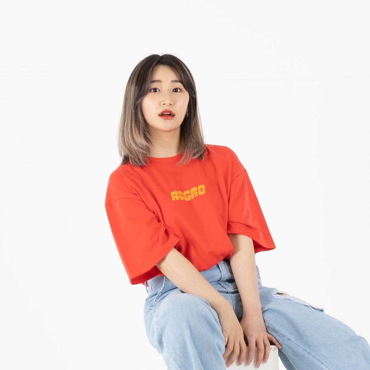 어그로(AGGRO) 컬러풀 로고 티셔츠 CORAL