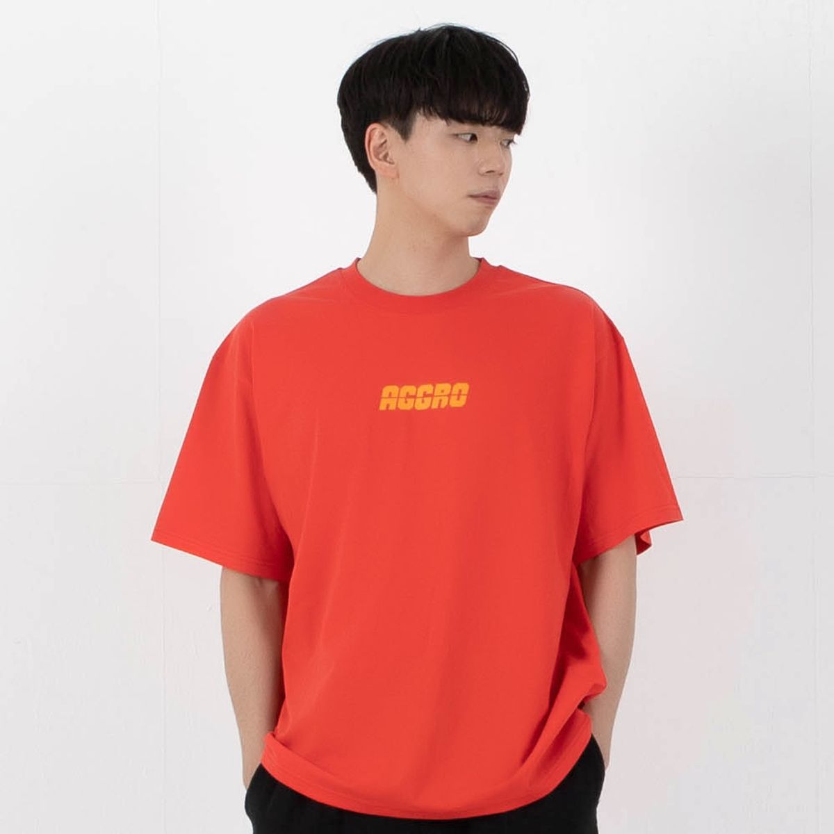 어그로(AGGRO) 컬러풀 로고 티셔츠 CORAL