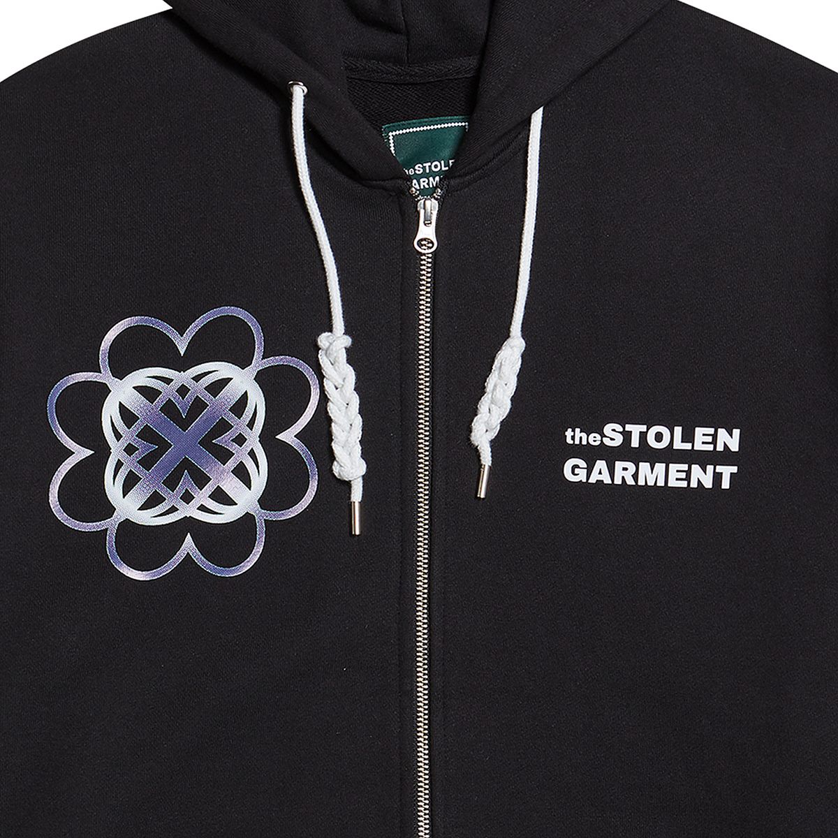 더 스톨른 가먼트(THE STOLEN GARMENT) 그래픽 집업 후디 블랙