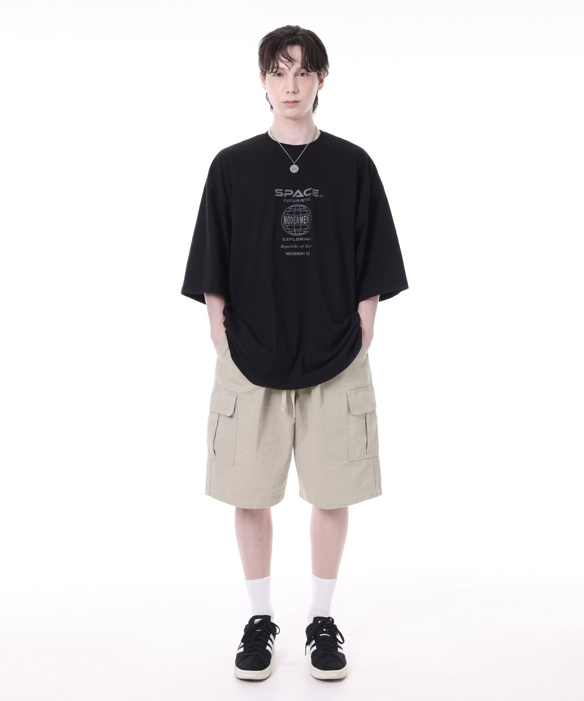 모더먼트(MODERMENT) BDU 와이드 카고 반바지 [베이지]