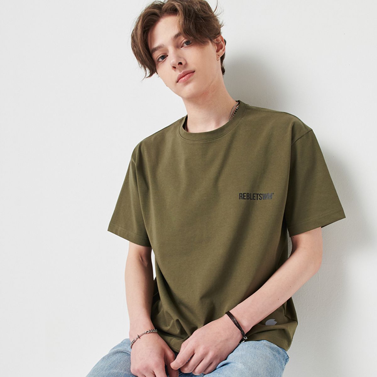리블렛츠더블엠(REBLETSWM) 베이직 로고 반팔티 카키 BASIC LOGO T-SHIRTS KHAKI