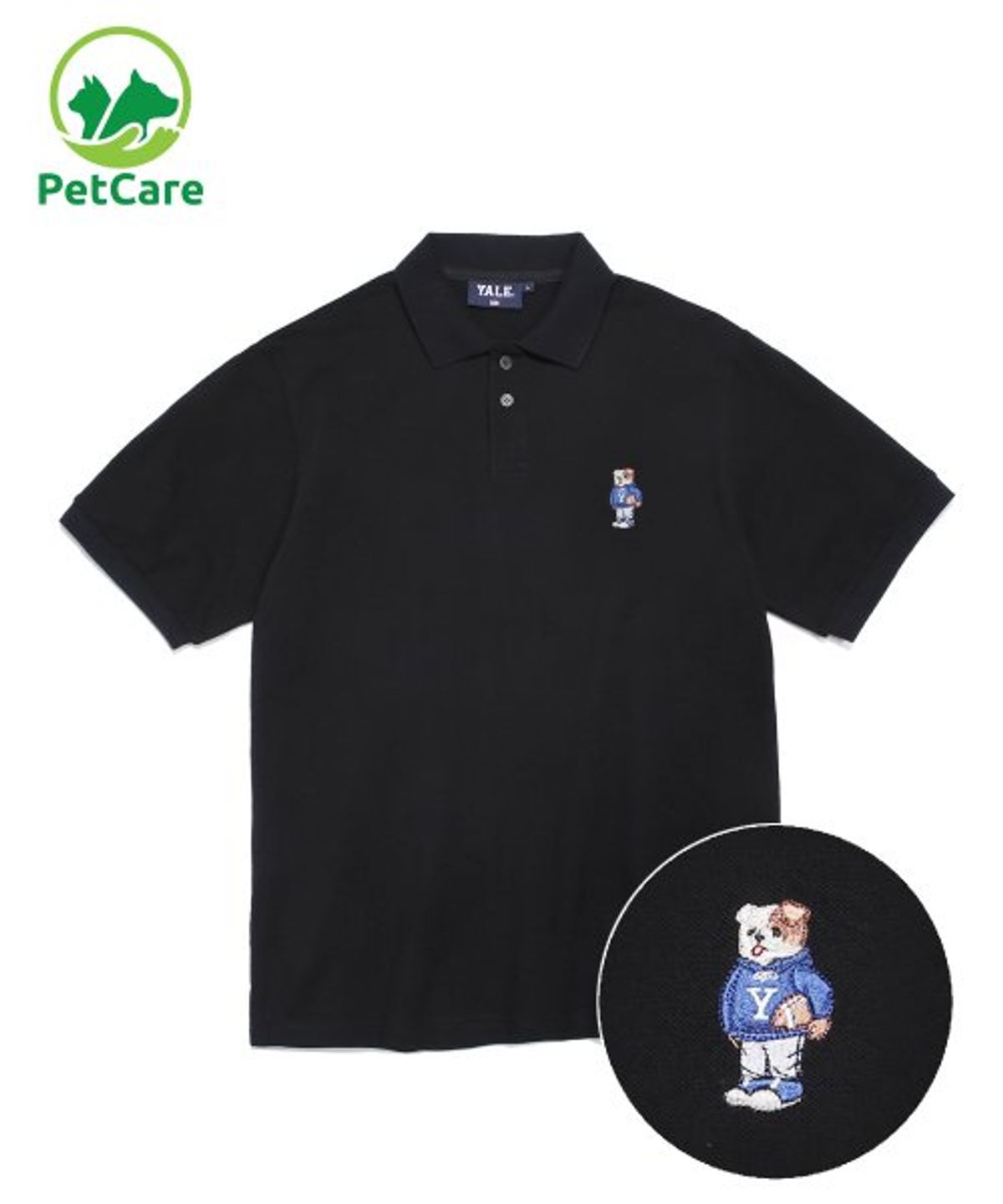 예일(YALE) EMBROIDERY DAN PK SHIRT BLACK