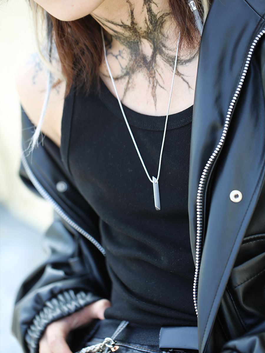 MUSINSA | SHOVEOFF SVN-341 Simple Silver Bar Necklace