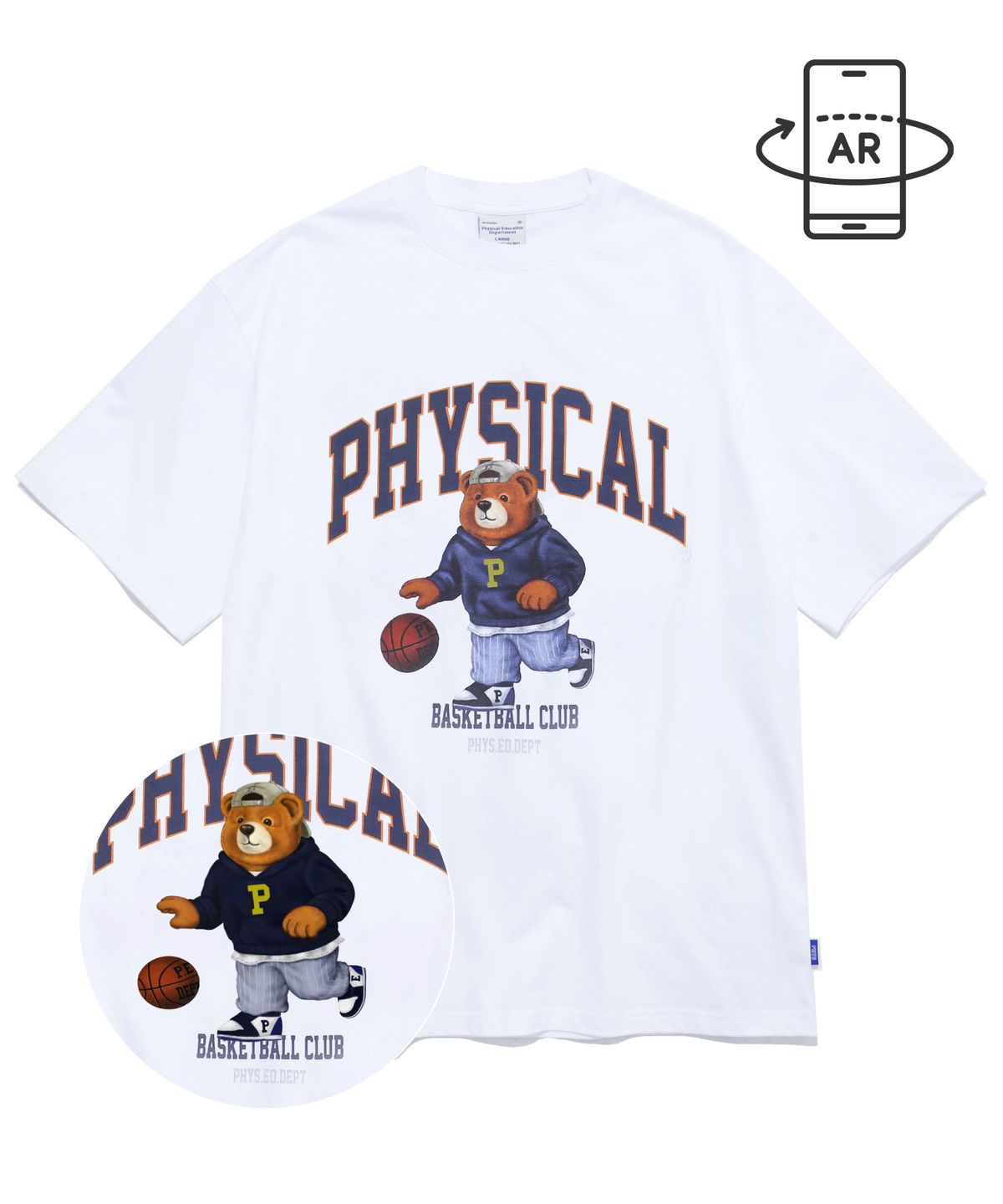 피지컬 디파트먼트(PHYSICAL DEPARTMENT) 베스킷볼 베어 반팔티셔츠_화이트