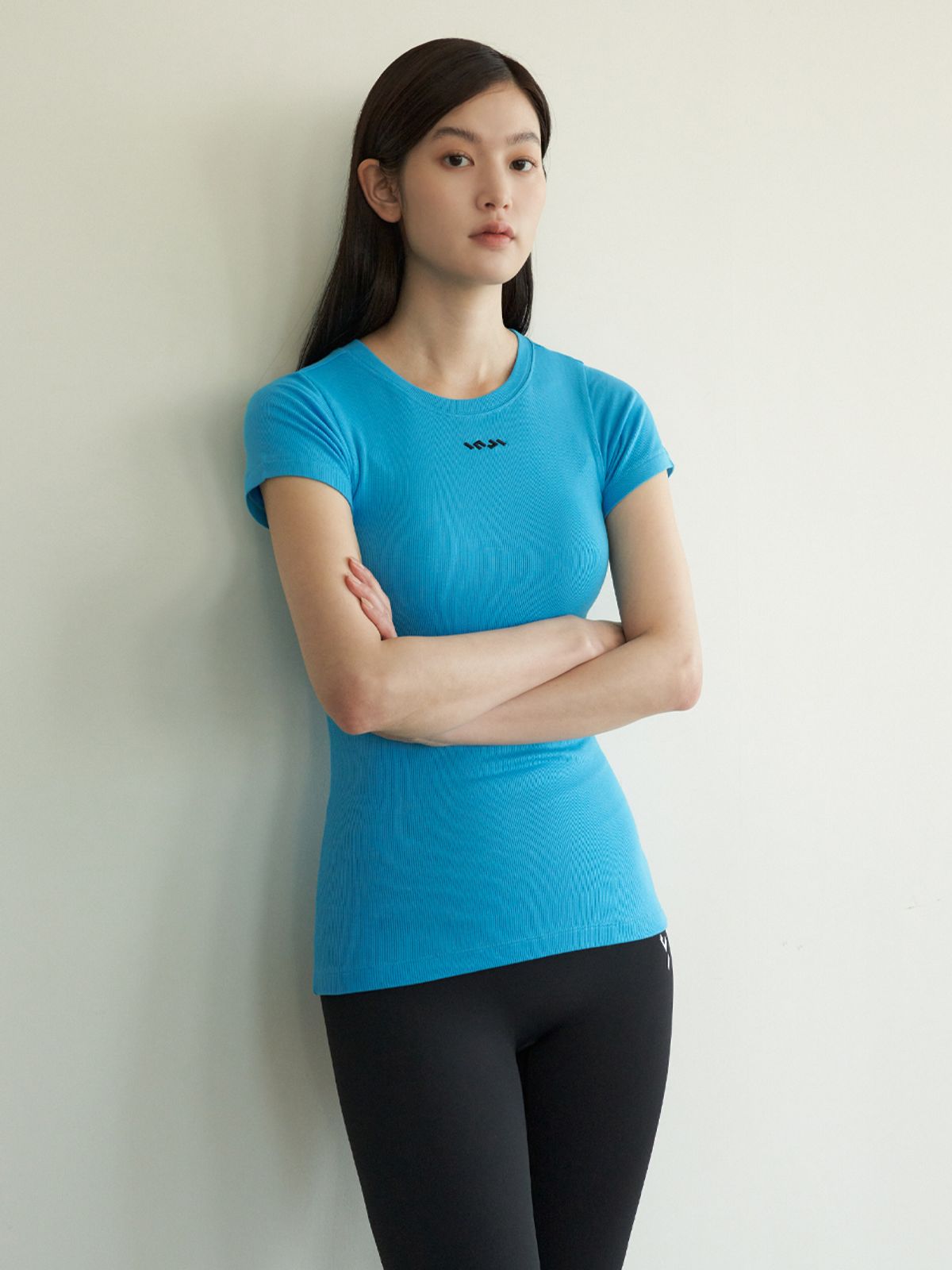 인지액티브(INJIACTIVE) RIBBED SLIM TEE 블루