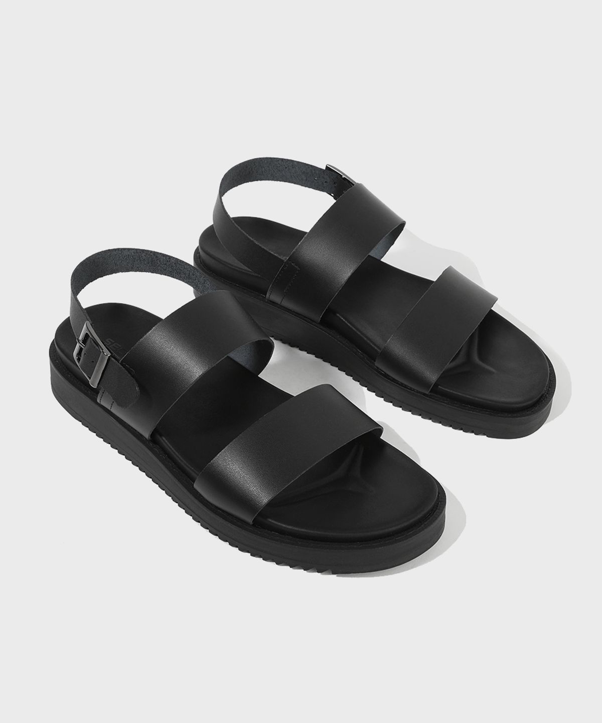 피렌체 아뜨리에(FIRENZE ATELIER) [SECOND.A] 더블라인 베이직 레더샌들 2NDS010B [BLACK]