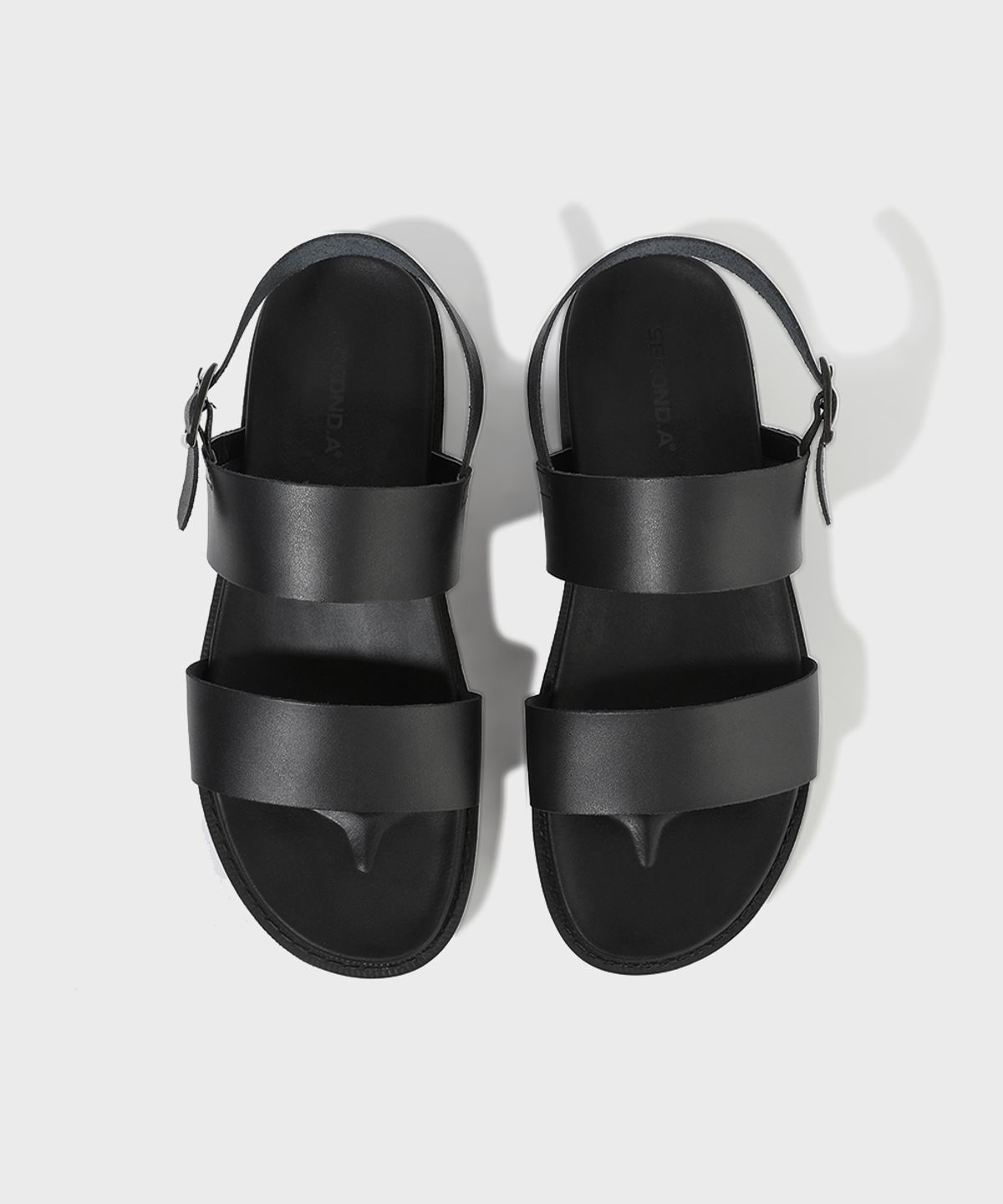 피렌체 아뜨리에(FIRENZE ATELIER) [SECOND.A] 더블라인 베이직 레더샌들 2NDS010B [BLACK]