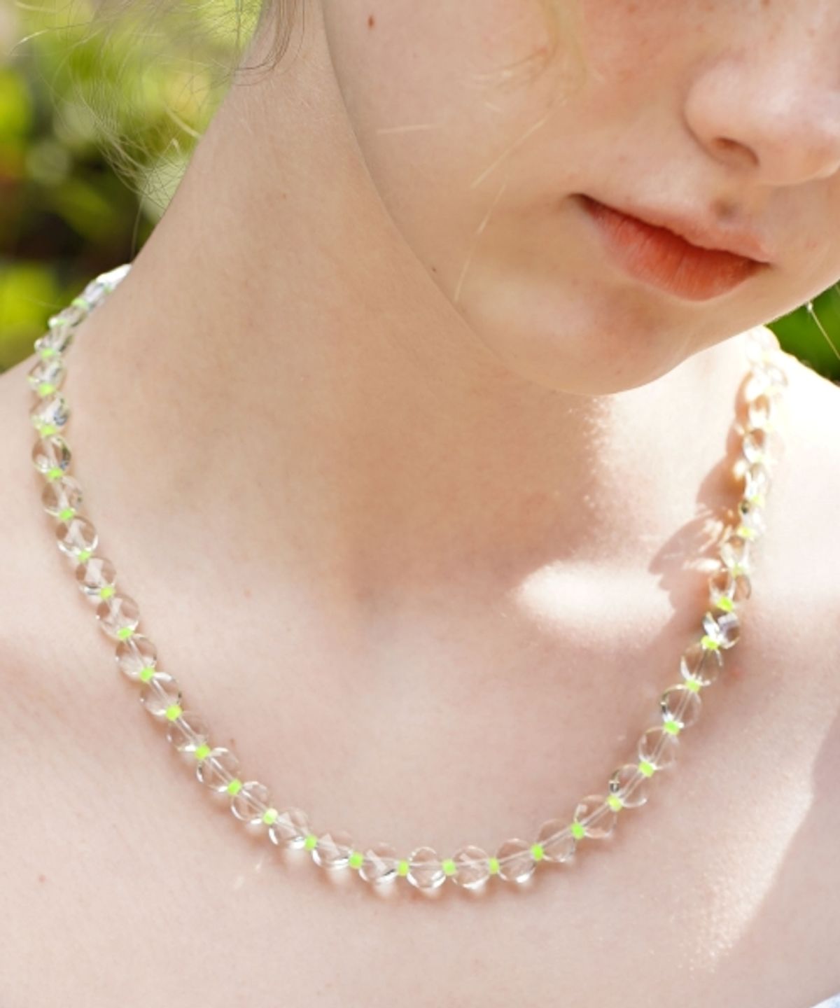 봉보(BONBEAU) Bright cutting glass ball beads mix Necklace 투명볼 네온컬러 비즈 믹스 심플 목걸이