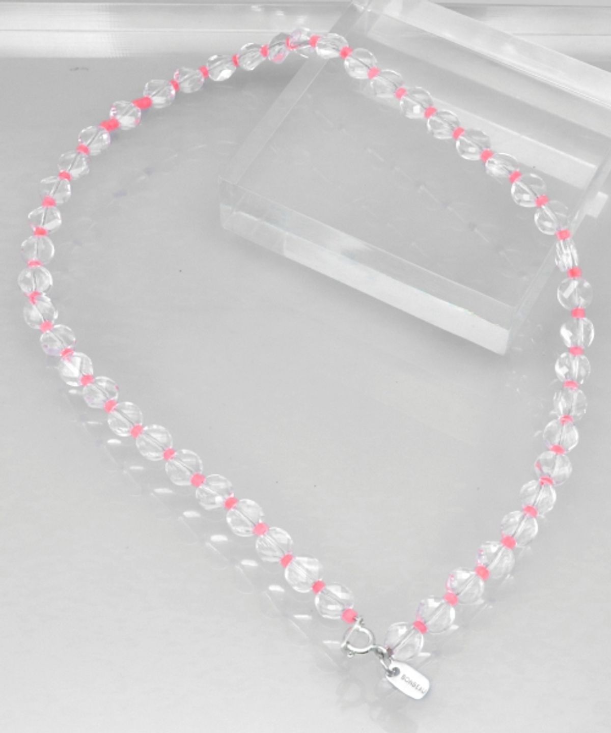 봉보(BONBEAU) Bright cutting glass ball beads mix Necklace 투명볼 네온컬러 비즈 믹스 심플 목걸이