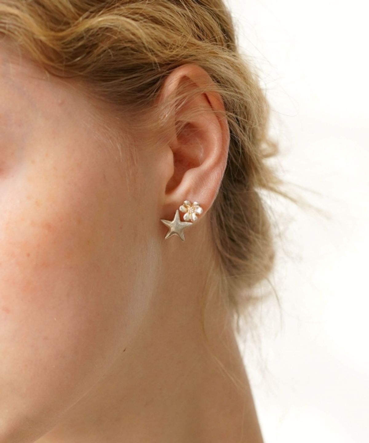봉보(BONBEAU) Start Heart simple daily silver Eearings 별 하트 심플 데일리 은침 귀걸이
