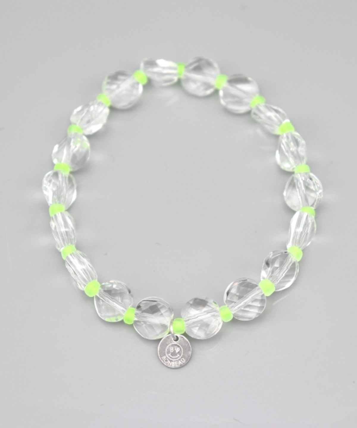 봉보(BONBEAU) Bright cutting glassball beads mix Bracelet 투명볼 네온컬러 비즈 스마일 참 팔찌