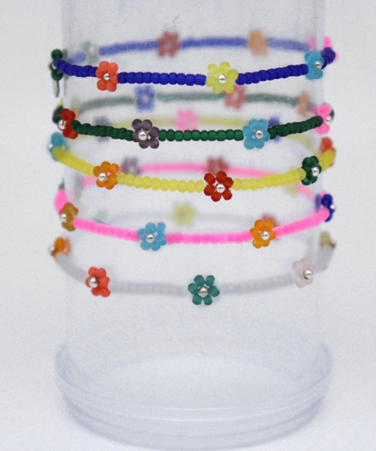 봉보(BONBEAU) Flower crush multi color beads Bracelet 스마일 참 멀티컬러 꽃 비즈 팔찌