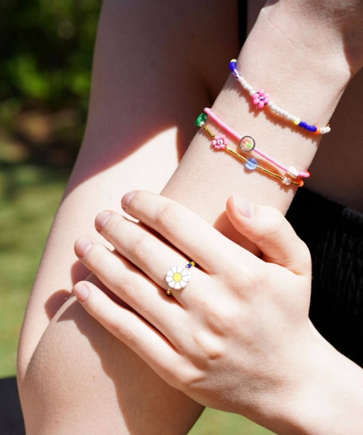 봉보(BONBEAU) Color flower gold beads Bracelet 담수진주 골드비즈 꽃 팔찌 3color