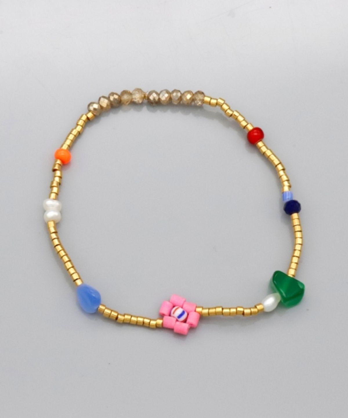 봉보(BONBEAU) Color flower gold beads Bracelet 담수진주 골드비즈 꽃 팔찌 3color