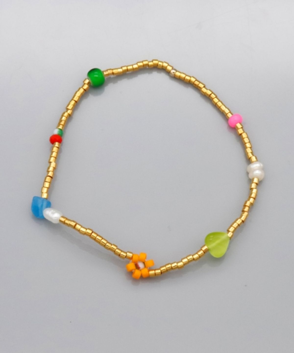 봉보(BONBEAU) Color flower gold beads Bracelet 담수진주 골드비즈 꽃 팔찌 3color