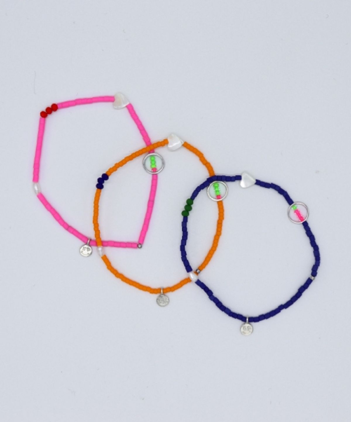 봉보(BONBEAU) Multi charms simple beads Bracelet 스마일 참 레이어드 비즈 팔찌 3color