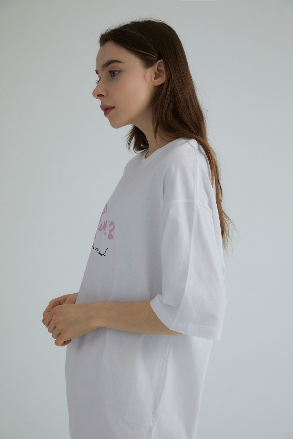 누스카(NUSKA) 후엠아이 남녀공용 오버핏 반팔 티셔츠(화이트)