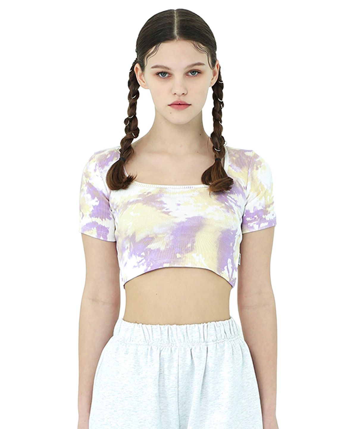 어나더에이(ANOTHER A) Tiedye Square top [Skyblue/Purple]