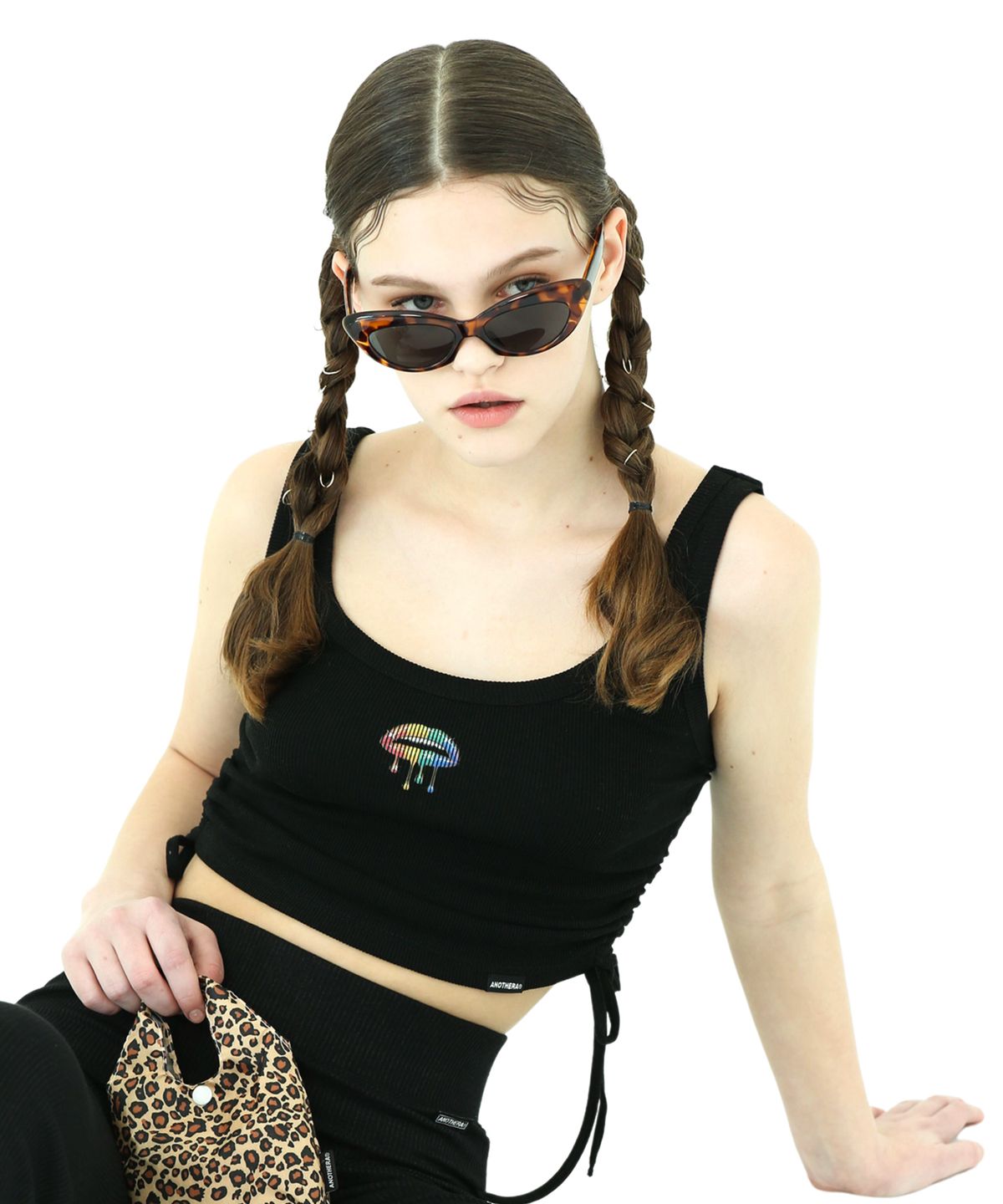 어나더에이(ANOTHER A) vintage sleeveless top [ White/Black/Purple ]