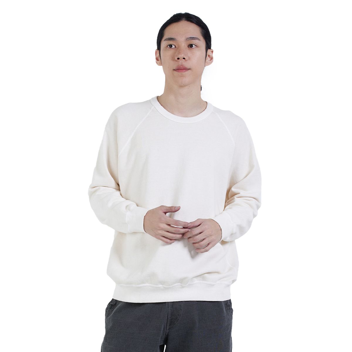 굿온(GOODON) 피그먼트 다잉 헤비코튼 맨투맨 - 네츄럴