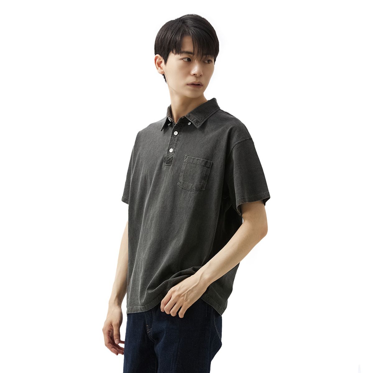 굿온(GOODON) 폴로 반팔 티셔츠 - 피그먼트 블랙