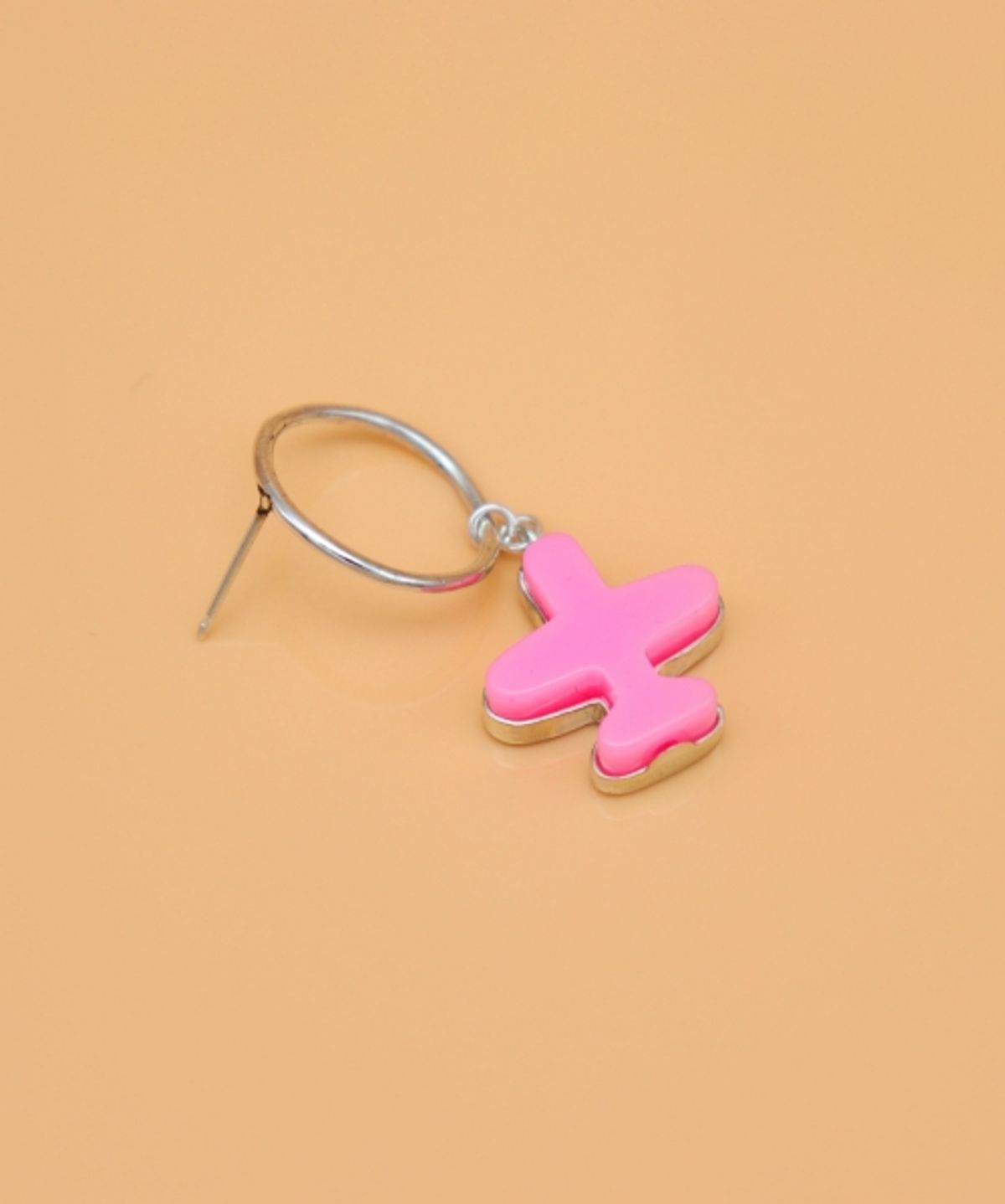 봉보(BONBEAU) Color acrylic airplane silver ring Eearings 네온 비행기 실버링 은침 귀걸이