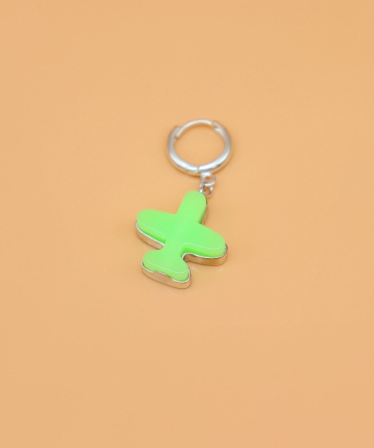 봉보(BONBEAU) Color acrylic airplane silver ring Eearings 네온 비행기 실버링 은침 귀걸이