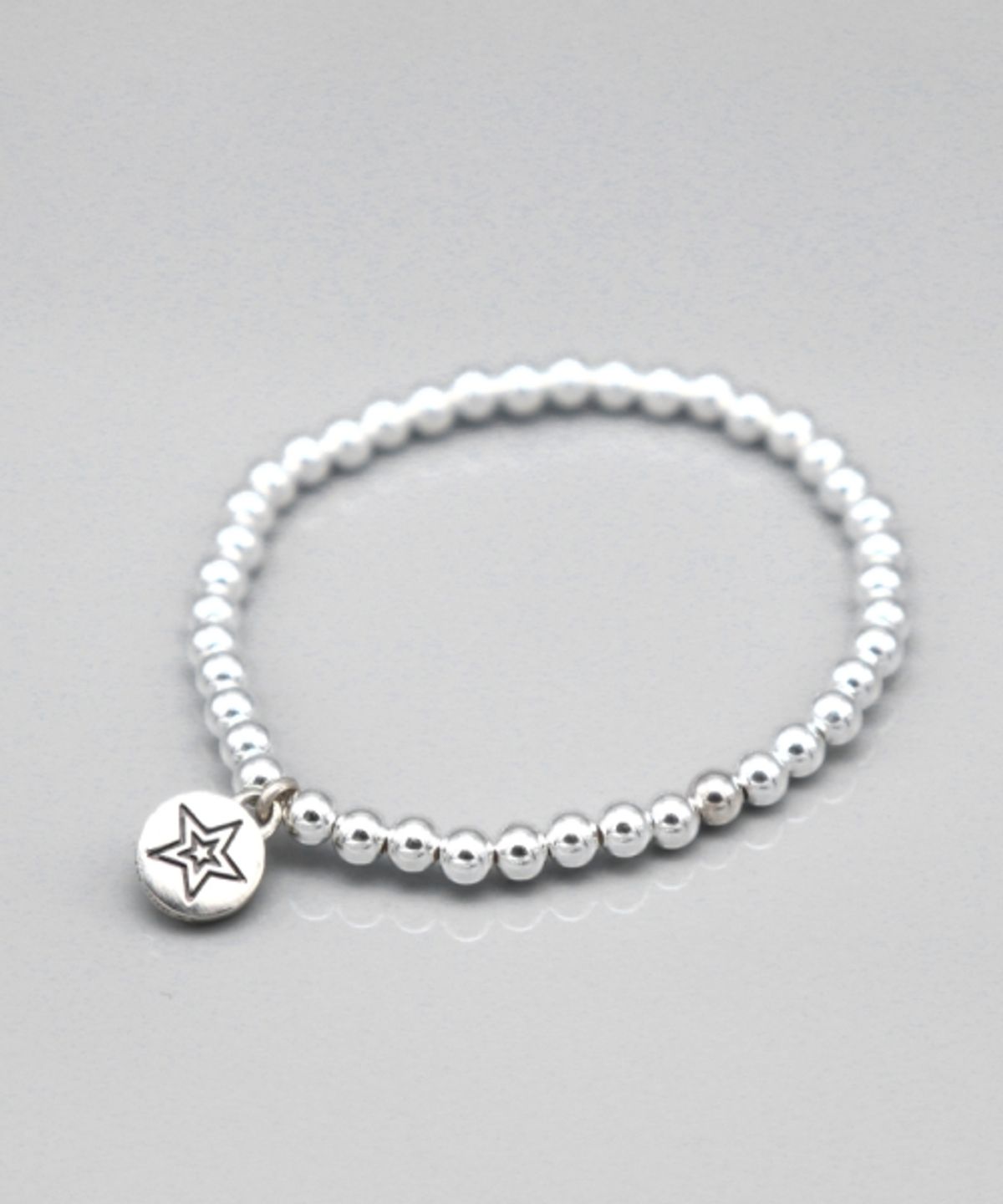 봉보(BONBEAU) Star smile charm silverball Bracelet 실버 스타 스마일 참 4mm 은볼 팔찌