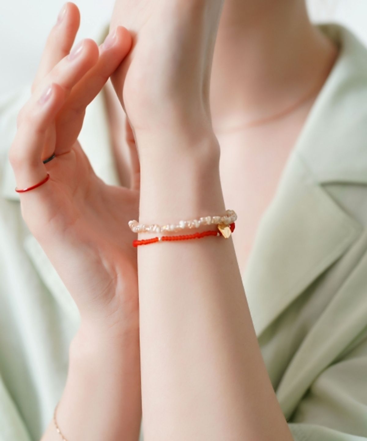 봉보(BONBEAU) Color layered daily beads Bracelet 레이어드 심플 구슬 비즈 팔찌 5color