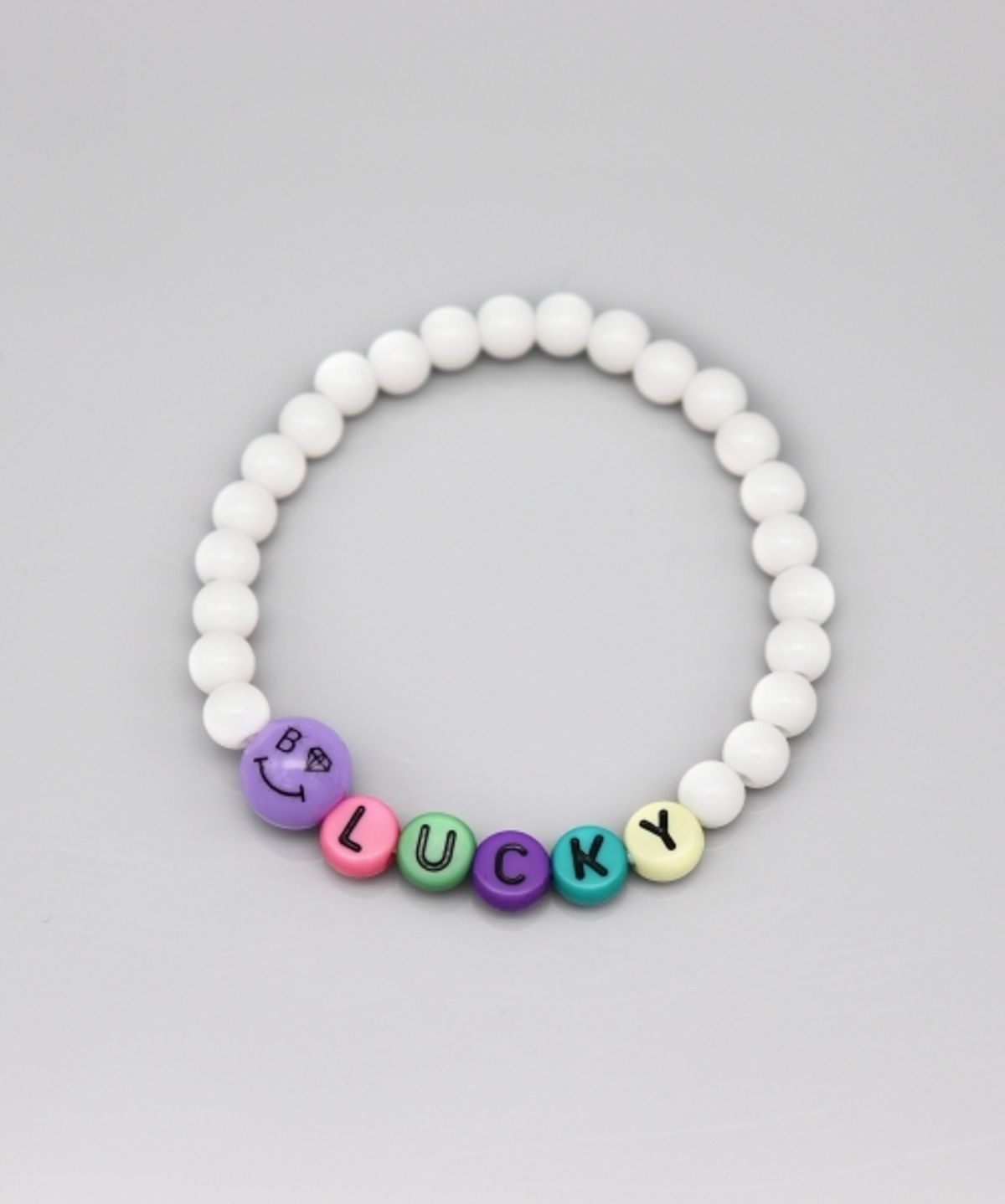 봉보(BONBEAU) Cute kitsch smile ball initial Bracelet 키치 스마일 볼 이니셜 비즈 팔찌 9color