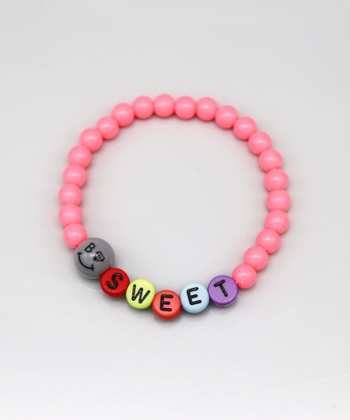 봉보(BONBEAU) Cute kitsch smile ball initial Bracelet 키치 스마일 볼 이니셜 비즈 팔찌 9color