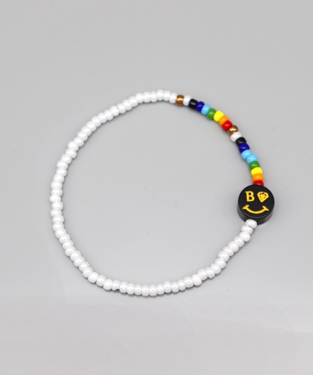 봉보(BONBEAU) Smile point rainbow beads Bracelet 스마일 참 포인트 레인보우 비즈 팔찌 5color