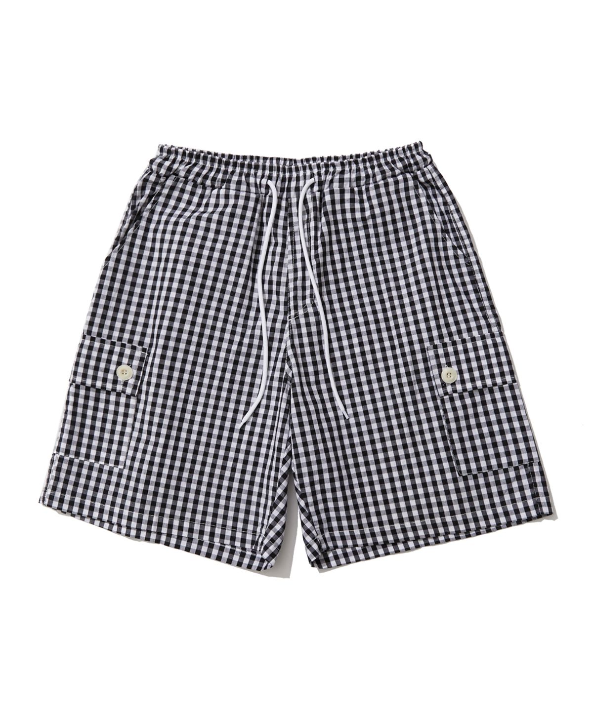모아(MOAA) 커버 깅엄 체크 하프 팬츠 (BLACK)