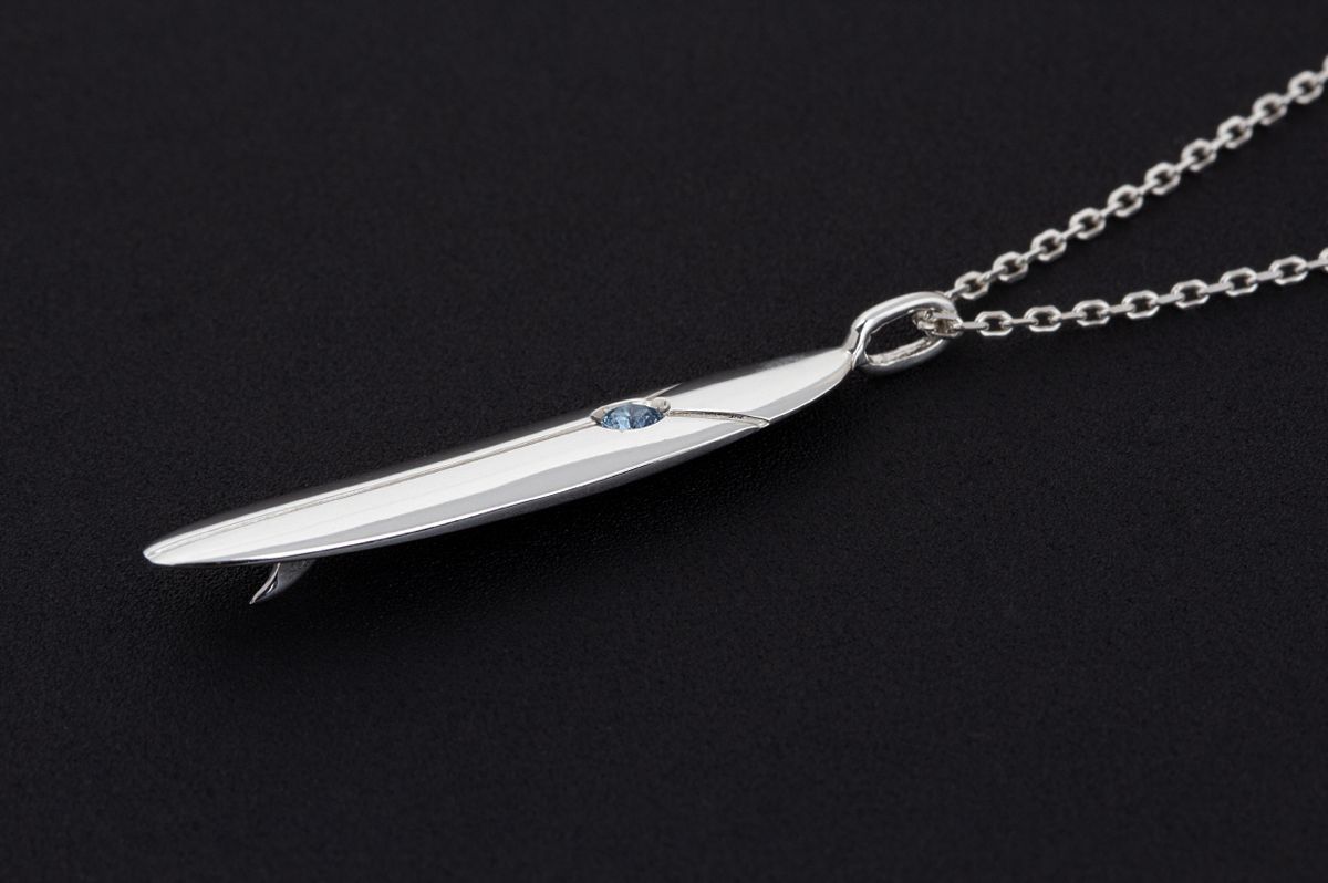 종로공장(JONGNOGONGJANG) 실버 925 서프 서핑 롱보드 리쉬스타 목걸이 (Silver surf surfing Longbord Leashstar necklace)