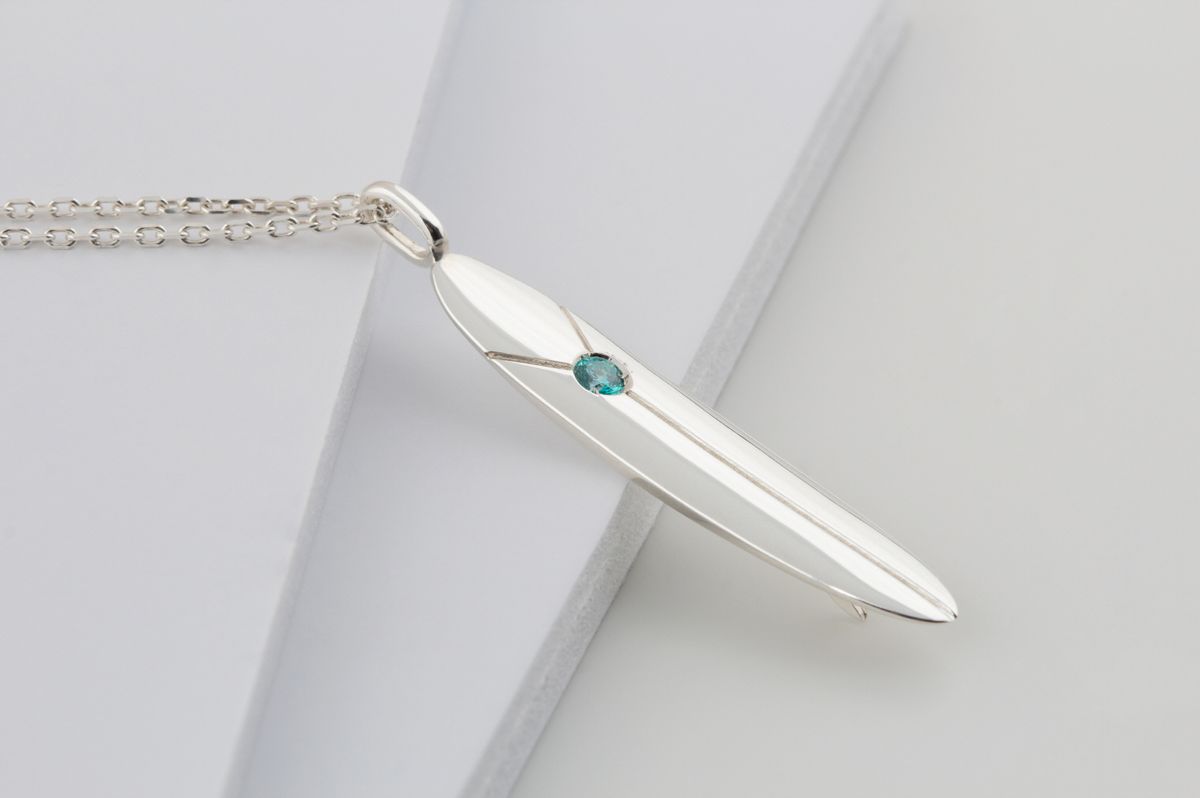 종로공장(JONGNOGONGJANG) 실버 925 서프 서핑 롱보드 리쉬스타 목걸이 (Silver surf surfing Longbord Leashstar necklace)
