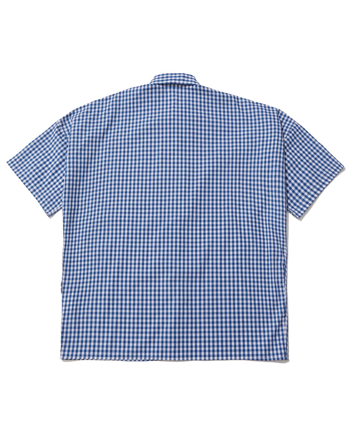 모아(MOAA) 커버 깅엄 체크 하프 슬리브 셔츠 (BLUE)