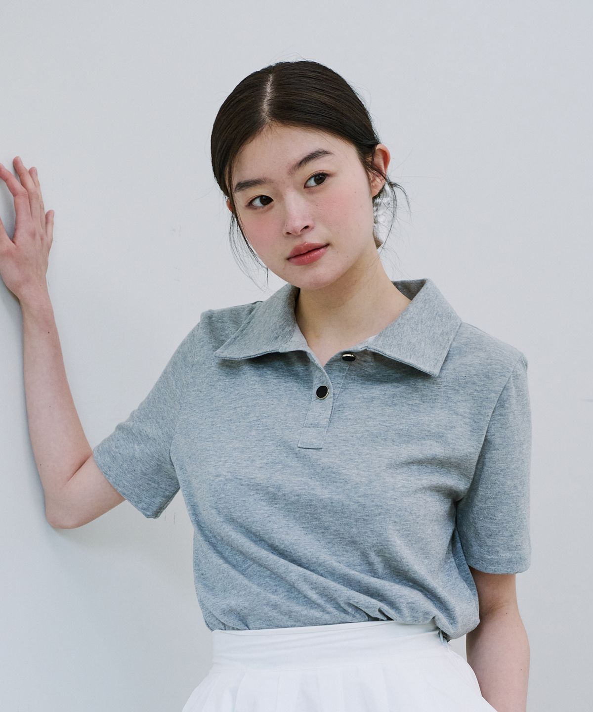 엽페(YUPPE) COLLAR POINT T-SHIRT_GRAY